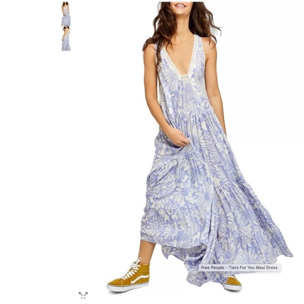 Free People Boho Maxi Dress Crochet Lace Festival Cottagecore Wedding Guest M